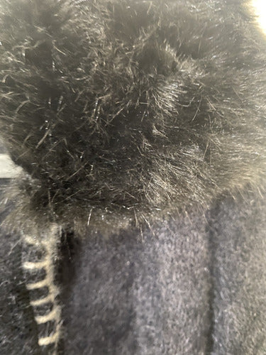 Saco Tapado Tejido Pelo De Mono + Piel Negro M Pelo De Mono