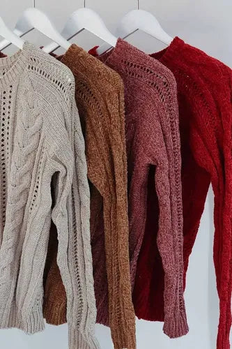 Sweater Chenille Tejido Ochos Calidad! Beige Ochos Único