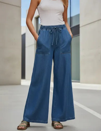 Pantalón Jean Oxford Denim Camisero Celeste Liso S