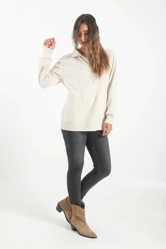 Buzo Gris Melange Con Frisa Modelo Amplio Único Gris Melange Liso