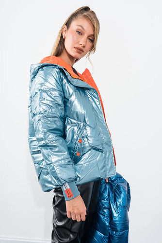 Campera De Abrigo Puffer Importada Over Metalizada