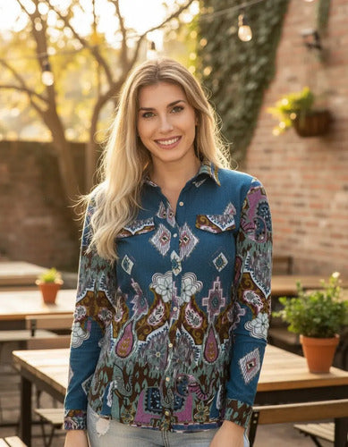 Camisa De Lanilla Estampada