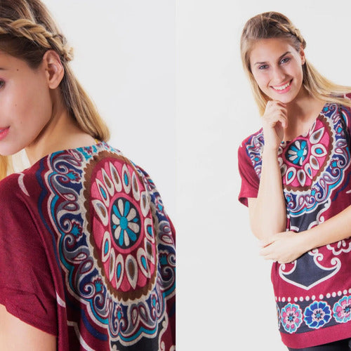 Remera Blusa Importada Estampada Lanilla Mandalas
