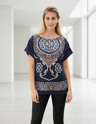 Remera Blusa Importada Estampada Lanilla Mandalas