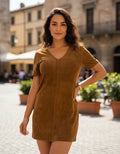 Vestido De Gamuza Importado Marrón Lisa S