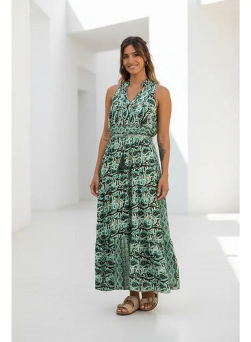 Vestido De Seda Hindú Largo Sin Mangas Mod. 57