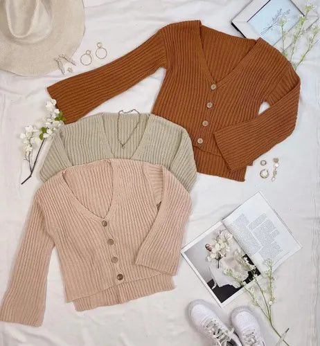 Cárdigan Saco Saquito Oxford Beige Liso Unico