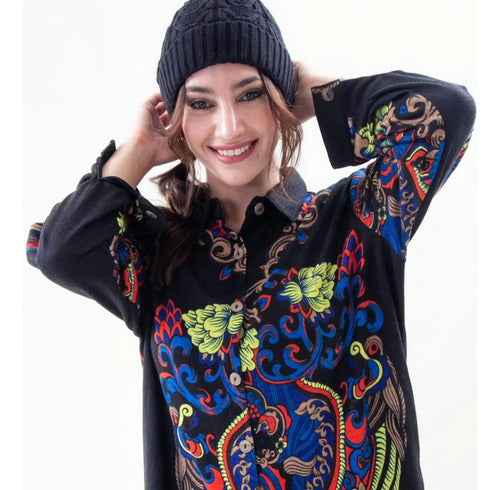 Camisa Vestido Largo Lanilla Importado Mandalas Estilo Boho