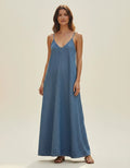 Vestido De Jean Largo Solero Denim Amplio