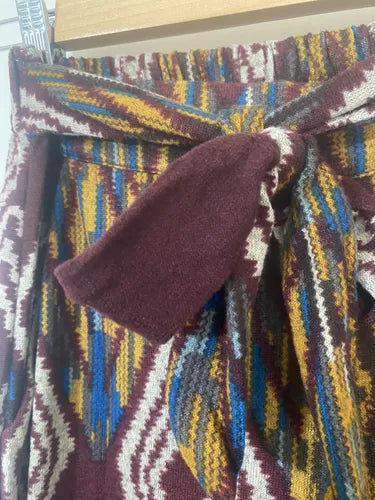 Pantalón De Lanilla Estampado Bordó Estampado M