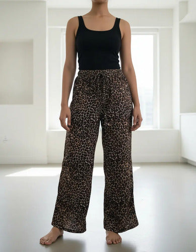 Pantalón Palazzo De Waffle Animal Print Marrón Animal Print Único