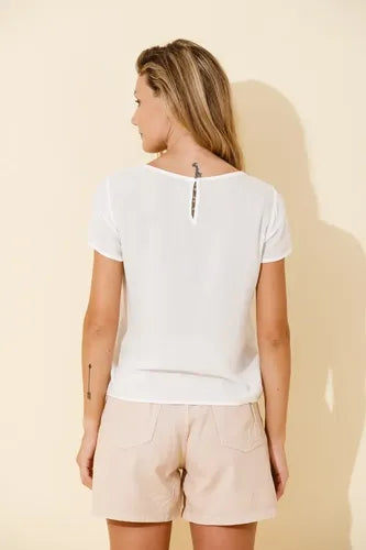 Blusa Bordada Importada Boho Talle Único Crema Unico