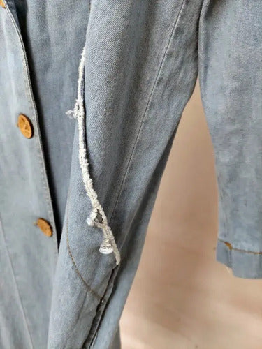 Trench Jean Tapado Denim Sobretodo Talle Grande Celeste Xxl Lisa
