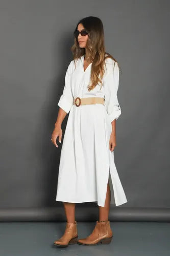 Vestido Largo Talle Grande De India Nuevo 2da Selección Off White Liso Xxl