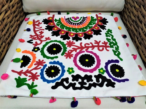 Funda De Almohadón Bordada Importada India 45 X 45