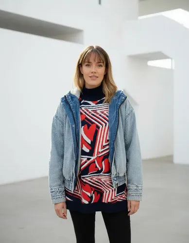 Campera De Jean Con Piel Importada