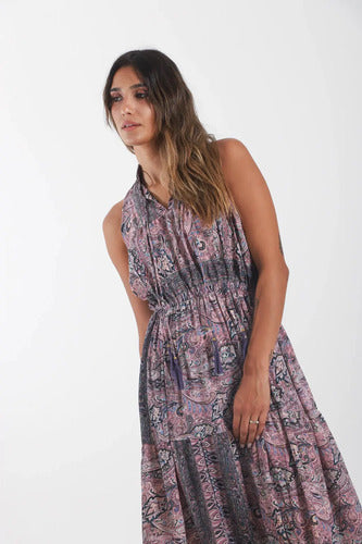 Vestido De Seda Hindú Largo Sin Mangas Mod. 57