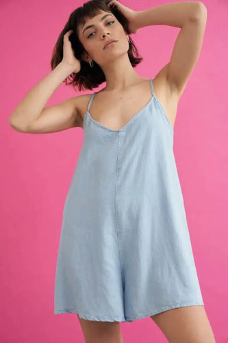 Mono Enterito Denim Jean Corto Celeste 40-m