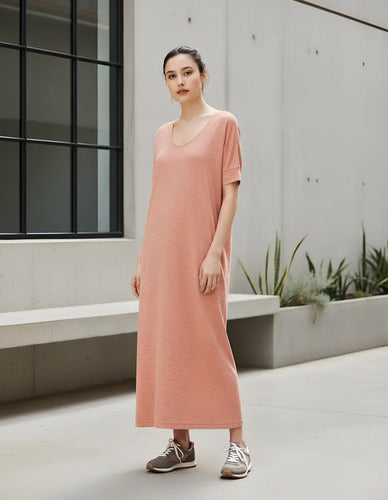 Vestido Morley Largo Túnica Amplio Marca Vestite Y Andate Naranja Liso S