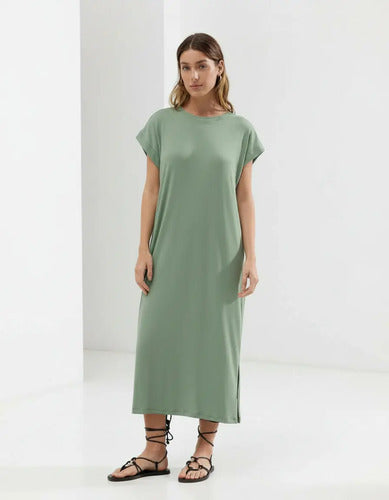 Maxi Vestido Sin Mangas De Mini Ribb Con Tajos Laterales