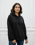Buzo Oversize Básico Negro Con Brillos 40 Negro Lisa