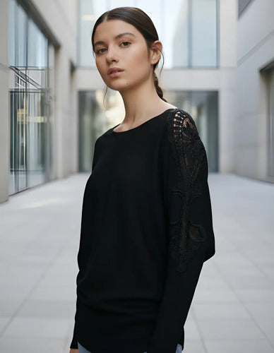 Sweater  Importado Strass (76) Negro Unico