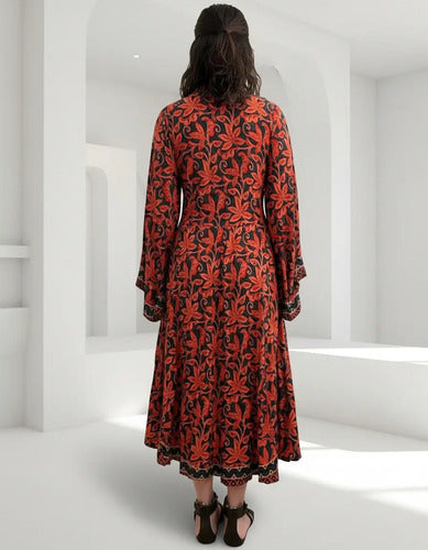 Vestido Mangas Oxford Importado Seda Hindú