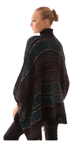 Poncho Saco Ruana Amplio Tejido Xxxl Pelo De Mono