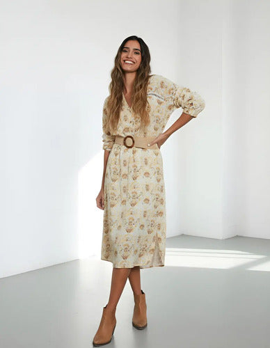 Vestido Túnica Manga Larga Amplio De India Estampado