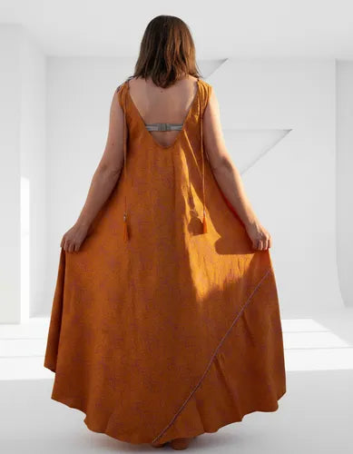 Vestido Solero Seda Hindu  Modelo Amplio