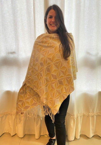 Pashmina Chalina Ruana Lanilla Rombos Importada