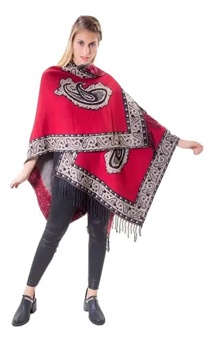 Ruanas Ponchos Grandes De Lanilla Divinos Tipo Rapsodia Vars Negro Lanilla U