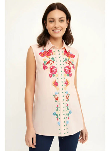 Blusa Camisa Importada Sin Mangas Bordada Estilo Vars