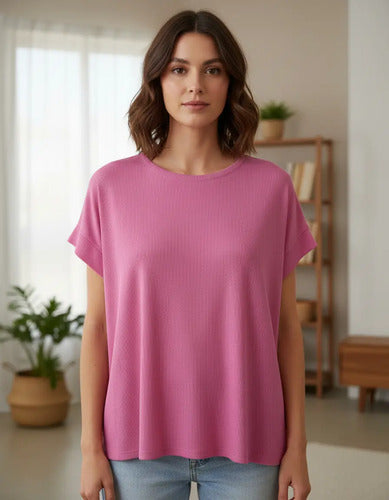 Remera De Morley Amplia Fucia Lisa Único Mini Ribb
