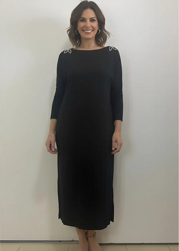 Vestido Modal Largo Detalle Hombros Calidad