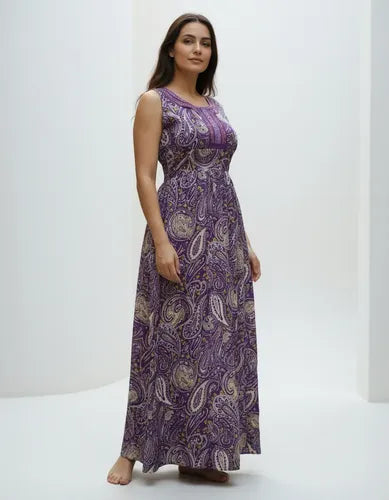 Vestido Estampado Largo Violeta Estampado Único
