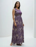 Vestido Estampado Largo Violeta Estampado Único