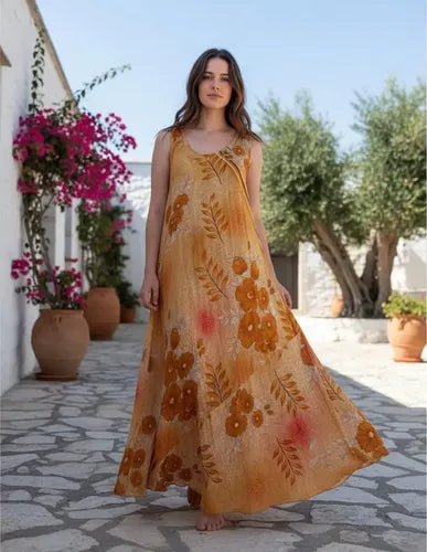 Vestido Solero Seda Hindu  Modelo Amplio
