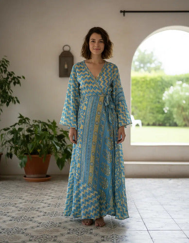 Vestido Mangas Oxford Seda Hindú Fiesta