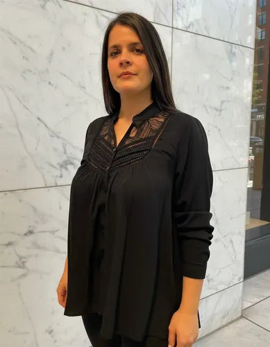 Camisa  Blusa Importada Fibrana  (258) Negro Liso M