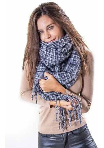 Pashmina Chalina Bufanda Importada Cuadros Multicolor Cuadros
