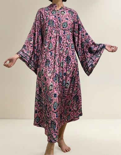 Vestido Mangas Oxford Importado Seda Hindú