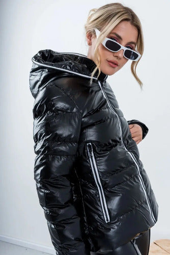 Campera  De Abrigo Puffer Importada (cod. 18) Negro Xxl Liso