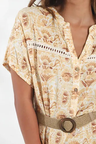 Vestido Túnica Manga Larga Amplio De India Estampado