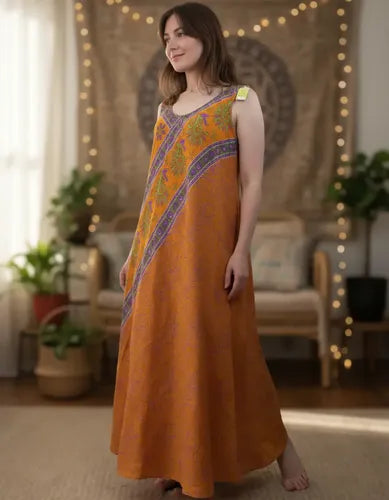 Vestido Solero Seda Hindu  Modelo Amplio