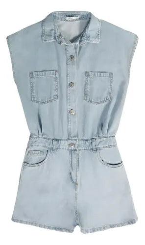 Mono  Denim Enterito Jean Corto Celeste S