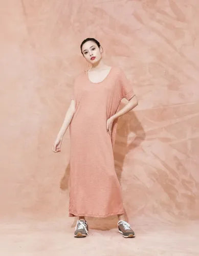 Vestido Morley Largo Túnica Amplio Marca Vestite Y Andate Naranja Liso S