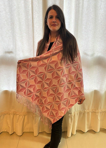 Pashmina Chalina Ruana Lanilla Rombos Importada