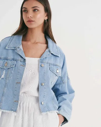 Campera De Jean Chaqueta Denim Nueva 2da Seleccion Celeste M Liso