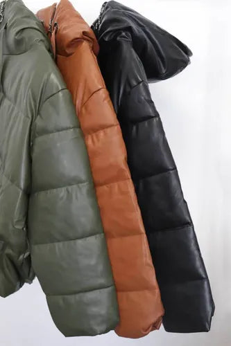 Campera Puffer Eco Cuero Importada Grande Xxl Oversize